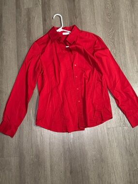 New York & Company Red Button-Down Shirt
